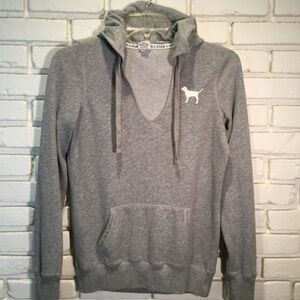 VS PINK Love Pink Grey Hoodie Sweatshirt Womens Size XS